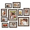 Hamitor picture frames collage wall decor 10 pack photo frame set for wall gallery decor farmhouse wood photo display 8×10 or 5×7 with mat or 4×6 without mat for wall mounting or tabletop rust brown  urban country home decor