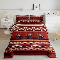 Piumino Matrimoniale Singolo 3D A Quadri Patchwork Western - Stella Del Texas E Fantasia Mucca - Biancheria Da Letto Per Bambini E Cowboy, 228x228cm + 2 Federe