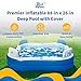 Blue Wave Premier Family Inflatable Pool with Seats – 88-in x 88-in x 26-in Four-Seater Pool for Backyard Fun – Durable 4-Person Inflatable Pool with Cover, Drain Plug & Repair Patch