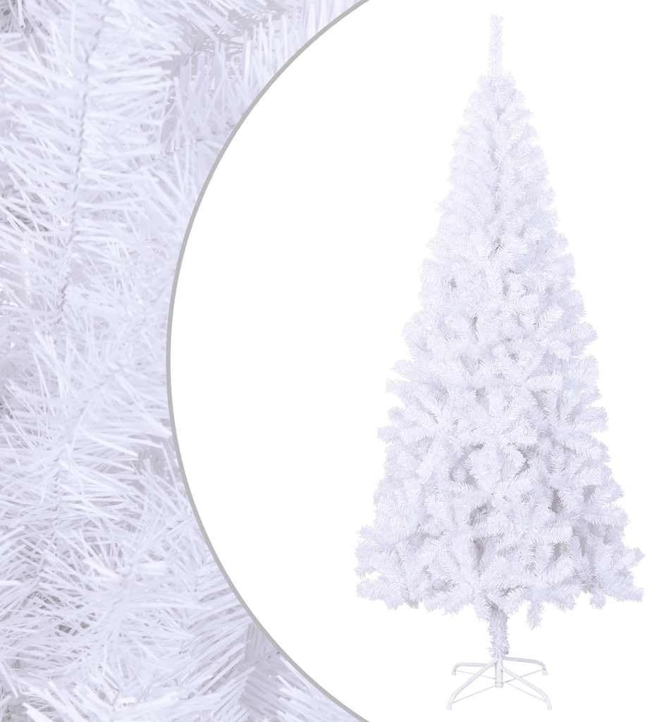 vidaXL Artificial Christmas Tree with Metal Stand, 6 ft Realistic White PVC, Durable & Economical Xmas Decor for Indoor/Outdoor, Easy-Assembly Holiday Decoration, Without Ornaments