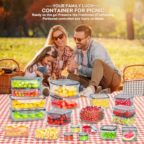 Food Storage Containers with Lids Airtight (20 Containers & 20 Lids), Plastic Storage Meal Prep Container-Stackable 100% Leakproof & BPA-Free Organization and Storage Set, Lunch Containers - Image 8