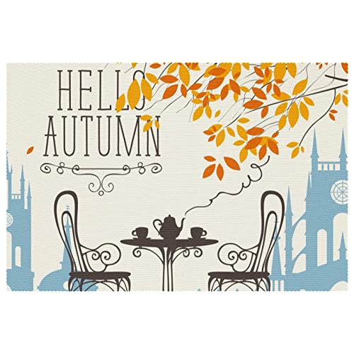 Sets de table automne x6 pour table basse, napperons antidérapants 30x45 cm