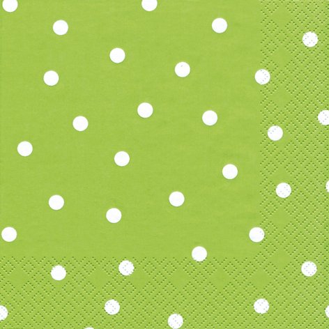 20 Napkins White Polka Dots on Green Polka Dot Pattern / Timeless / 33 x 33 CM Green