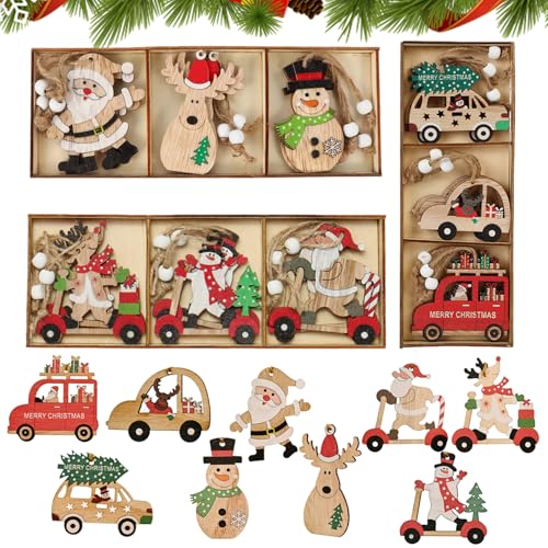 Rentier Baumschmuck zum Hängen, 27 Stück Holz Weihnachten Anhänger,...