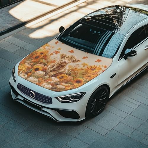 Image of Car Hood Cover All Weather Protection Auto Exterior Accessories Decor for Thanksgiving Universal Fit Hood Covers for Cars, Trucks, SUV, or Van Full Coverage