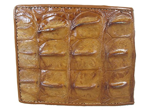 Genuine Crocodile Alligator Backbone Skin Leather Bifold Wallet ([B1] 6 Card Slots + 2 ID Windows + 2 Compartment for Bills, Tan Brown)3