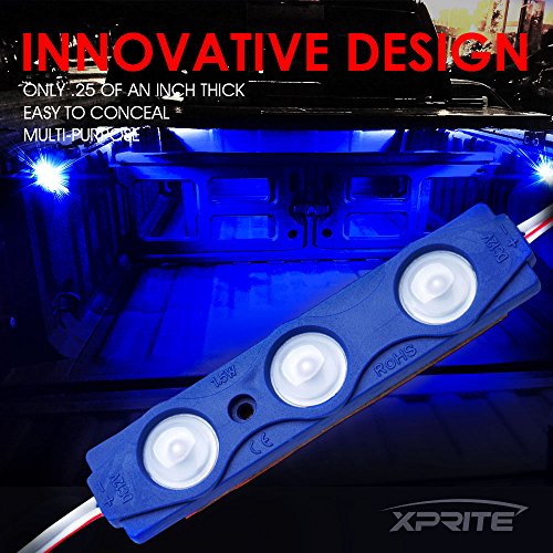 image for Xprite Blue LED Truck Bed Light Kits Rock Lights with On/Off Switch, f