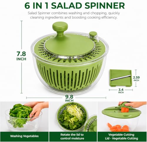 GLIDRIX 6-in-1 Salad Spinner with Vegetable Cutter - Image 4
