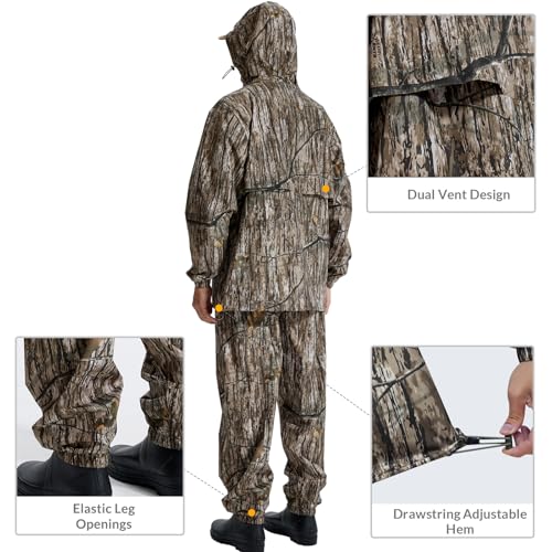 Image of LOOGU Men's Rain Suit - Rain Gear for Men Waterproof, Lightweight Rain Coat, Breathable Mens Rain Jackets Hood and Pants