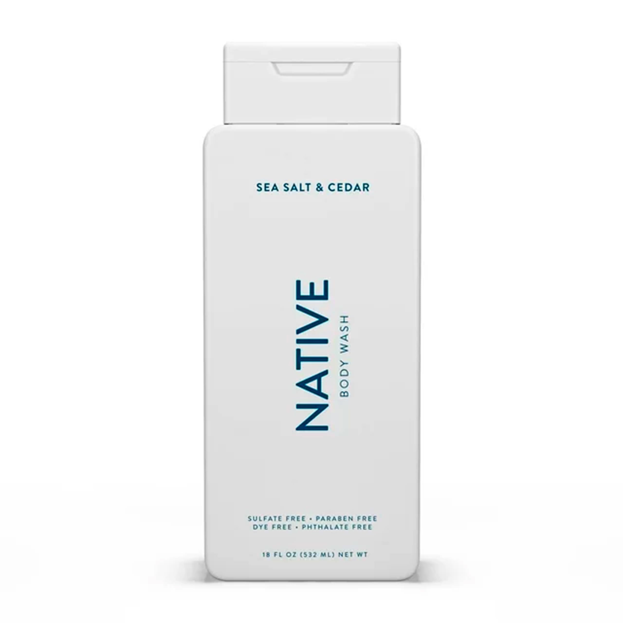 Native Body Wash Contains Naturally Derived Ingredients | For Women & Men, Sulfate, Paraben, & Dye Free Leaving Skin Soft and Hydrating | Sea Salt & Cedar 18 oz