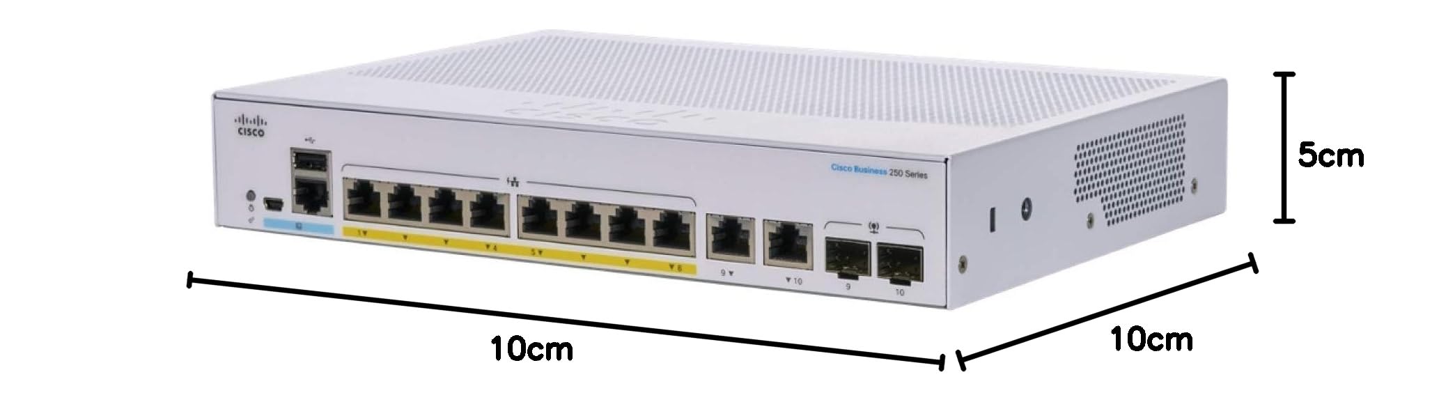 Cisco Switch Inteligente Cisco Business CBS250-8P-E-2G | 8 Puertos GE | PoE | Proveedor de alimentación Externa | 2 x 1 G Combinados | Protección Limitada de por Vida (CBS250-8P-E-2G)