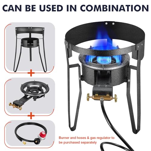 Image of Llamaviva 90,000 BTU Portable Propane Burner Stove Cast Iron Single Burner for Outdoor Wok Cooking 0-20 PSI Adjustable Regulator & 4 ft Hose - Lightweight & Easy to Carry for Camping