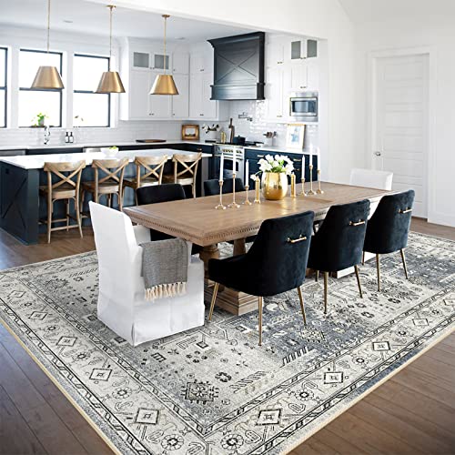 YOUFORTONG Area Rugs 9x12 Washable Non-Slip Rug Stain Resistant Rugs for Living Room Dining Room Bedroom Low-Pile and Ultra Soft Area Rug (Grey, 9x12)