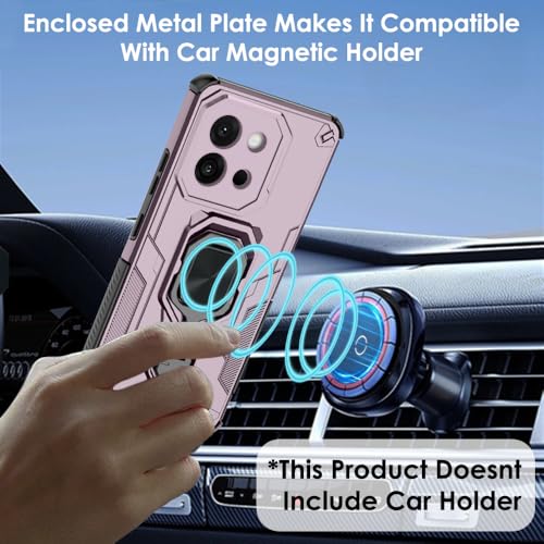 Image of TheGiftKart Tough Armor Bumper Back Case Cover for OnePlus 13s 5G | Ring Holder & Kickstand in-Built | 360 Degree Protection Back Case Cover for OnePlus 13s 5G (PC & TPU, Pink)