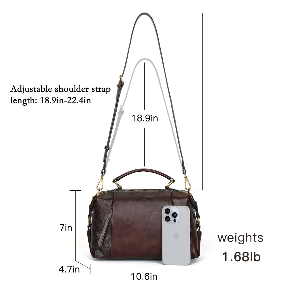 Zhuoliang Genuine Leather Crossbody Bags for Women Wristlets Handbags Purse Small Satchel Clutch Ladies leather Shoulder Bag for women Birthday Gift Coffee