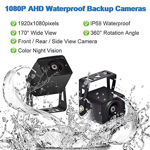 Camecho Dual backup camerasysteem videorecorder camera 7 inch 2 split monitor waterdicht nachtzicht HD achteruitrijcamera's kit 12V-36V - Afbeelding 6