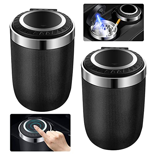 AVCXEC Auto Aschenbecher mit Deckel, 2 Stück Autoaschenbecher mit Licht,...