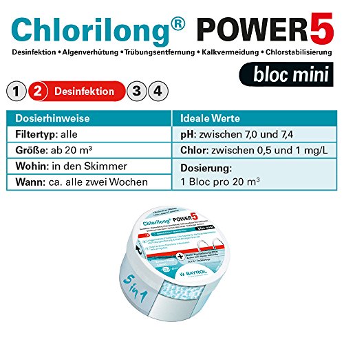 BAYROL Chlorilong Power - Mini comprimés 5 en 1 Anti-algues et floculant pour piscines de 340g - pour maîtrise efficace 