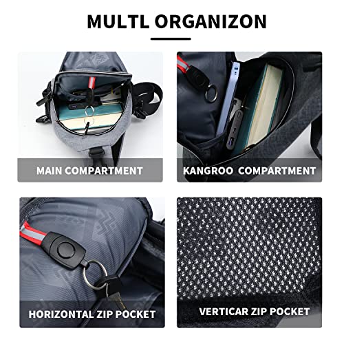 Sengtor Waterproof Small Grey Sling Crossbody Backpack, Lightweight One Strap Backpack,Multipurpose Crossbody Shoulder Bag Travel Hiking Daypack #TOP4