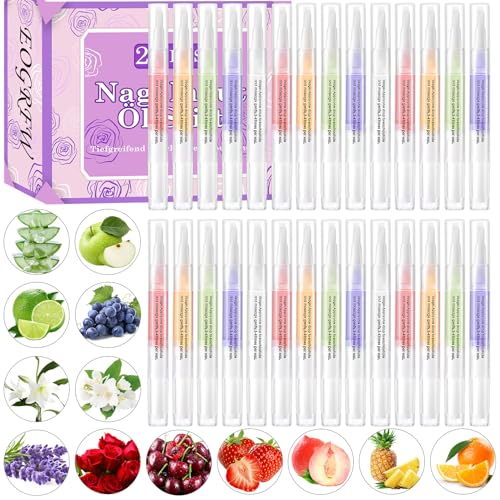 EOGRFW 28 lápices de aceite de uñas, lápiz de aceite para reparación, cuidado de uñas con vitaminas, lápiz para el cuidado de uñas para uñas agrietadas y secas