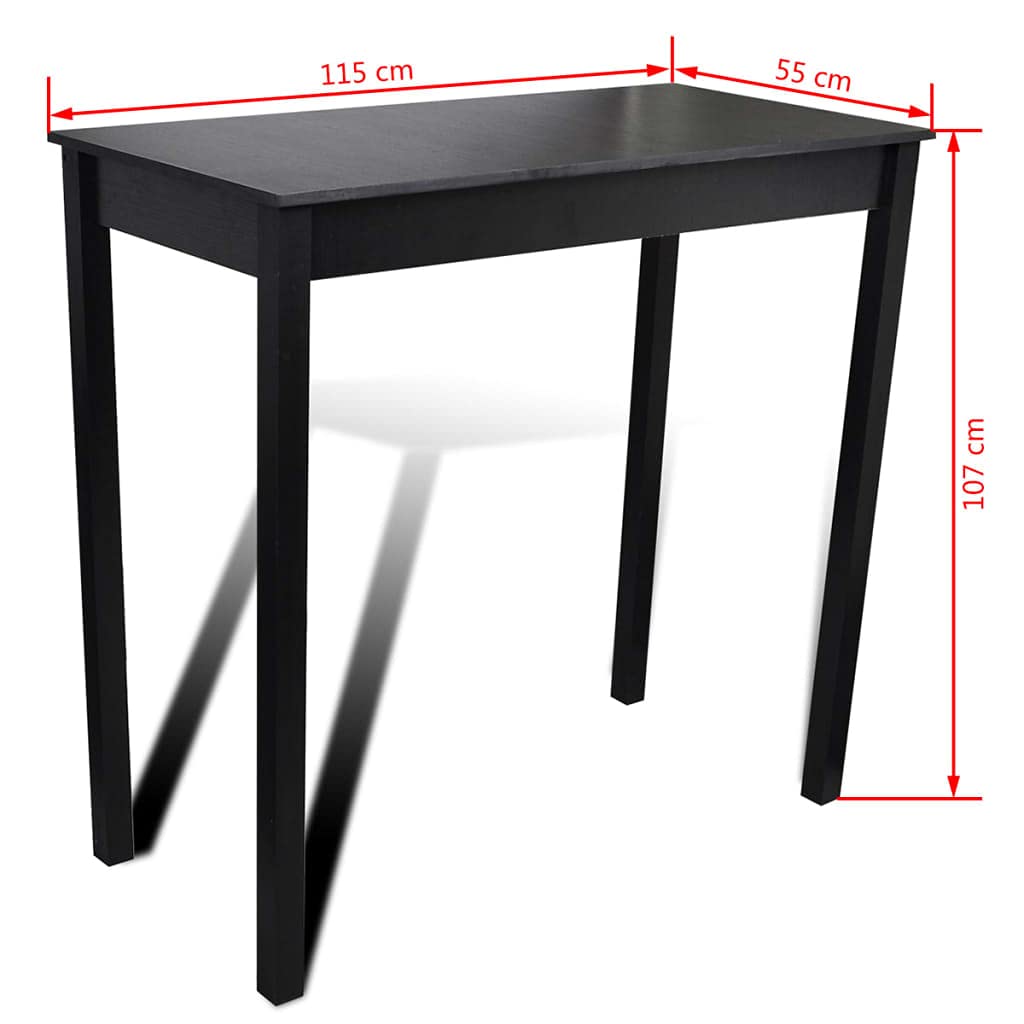 Set da bar con 4 sgabelli da bar nero, set da pranzo con tavolo rettangolare e seduta imbottita, salvaspazio per cucina e sala da pranzo, robusto piano in MDF