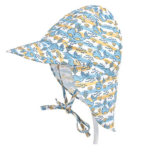 Lazz1on Bebé Sombrero de Sol con Protección de Cuello Anti-UV Gorro de Playa Verano para Viaje Excursión Escuela Ajustable con Barbijo Cover