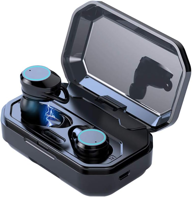 TiKa Wireless Earbuds, Bluetooth 5.0 Waterproof 3D Stereo Sound True Wireless Earphones with Charging Case Built-in Mic Deep HiFi Bass Sound Quality (Black)