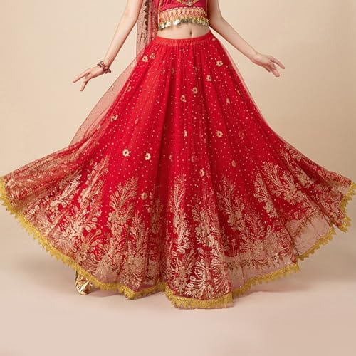 Jupe rouge de princesse Jasmine pour costume de danse du ventre femme