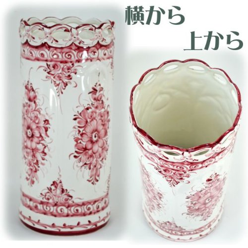 おしゃれ傘立て　花瓶　陶器ポルトガル製 Amazon | ポルトガル製 陶器 傘立て 花柄 レッド 傘たて 輸入