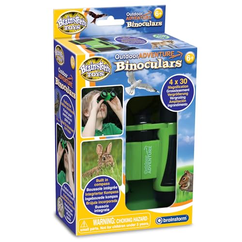 Brainstorm Toys Kids Outdoor Adventure Binoculars 4x Magnification Pocket-Size with Built-In Compass Perfect for Nature Exploration and Outdoor Fun
