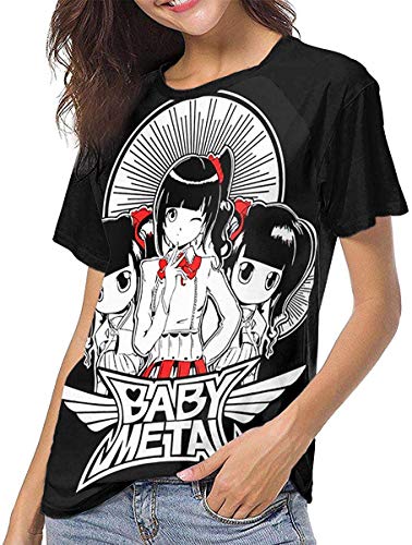 Damen Kurzarm Babymetal Classic Damen Baseball T-Shirt Kurzarm Blusen mit rundem Ausschnitt Cover
