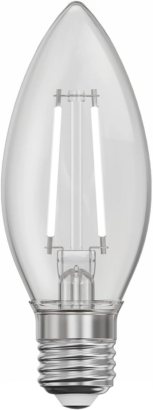 Feit Electric BPETC60927CAWFIL/2 Soft White Torpedo-Tip Exposed White Filament LED Bulb, 2 Bulbs per Pack; 5.5W; 60W Equivalent; E26 Base; 2700K; 90 CRI; 500 Lumens; 15000 Life Hours