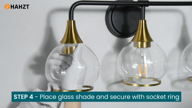 Image of Black and Gold Bathroom Vanity Light 3-Lights Bathroom Light Fixtures Over Mirror with Clear Glass Shade 22.4 inch Wall Sconce Lighting Bath(Exclude E26 Bulb)