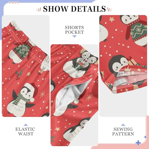 ZZXXB Lovely Penguin Holly Leaves Boys Long Pants Soft Trousers Elastic Waist Kids Lounge Bottoms with Pockets S-XL4