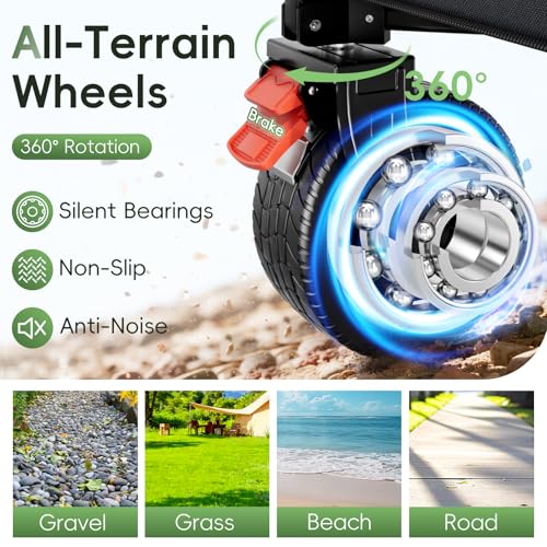 Image of 46 inch L Collapsible Foldable Extended Wagon, 500LB Weight Capacity with 280L Heavy Duty Folding Cart,Utility Wagon with All-Terrain Beach Wheel & Drink Holders,Gray