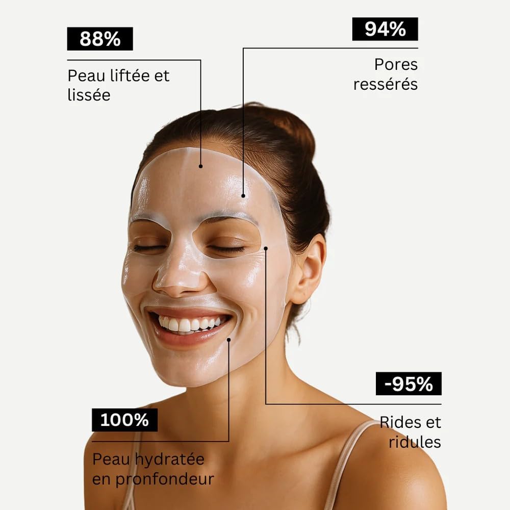 Leaf Cosmetic Masque Bio Collagene Visage & Teatree Mask(1 Boîte – 4 Masques)