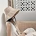Cappello Spiaggia Donna Estate Autunno Cappello Secchiello Tesa Larga Cotone Lino Fiocco Rotondo Cupola Pieghevole Cappelli Secchiello da Sole per Le Donne Amica Regalo Speciale