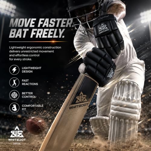 Image of Whitedot Capital PU Cricket Batting Gloves (Black Mens /Adult Right Hand)
