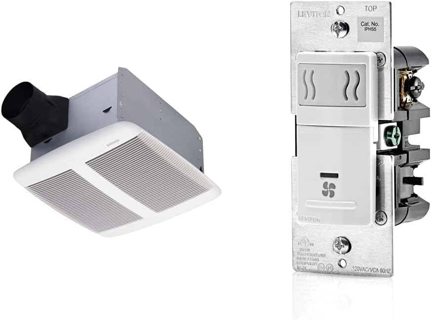 Broan Sensonic Bathroom Exhaust Fan with Bluetooth Speaker, White & Leviton IPHS57420LW Decora
