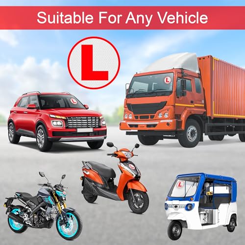 Image of GLUN VinylReflective L Glass Sticker for Learning Drivers | Waterproof Car Board Sticker | Easily Removable, 15cm x 15cm, 2-Pack