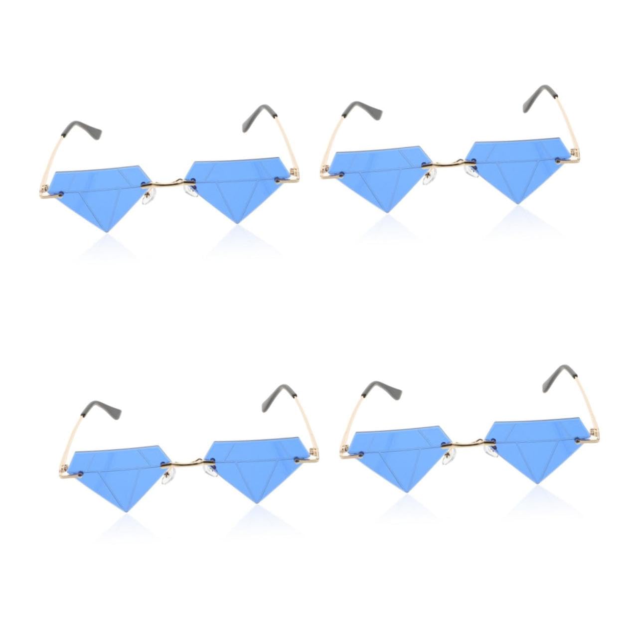 4 Pares gafas con forma de diamante gafas de sol de niño de sol de para ociones especiales de sin montura sin montura ordenador personal