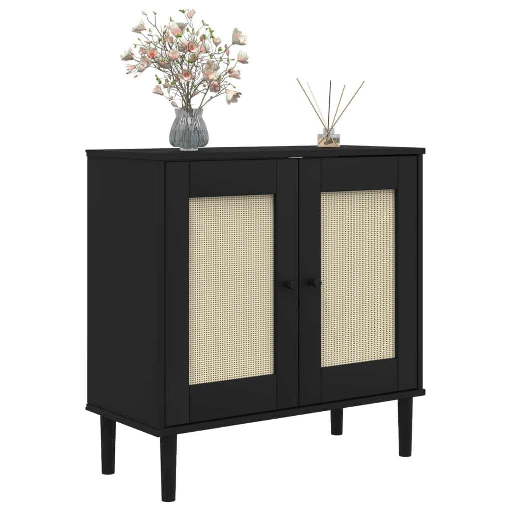 Buffet noir 80 x 35 x 80 cm en pin