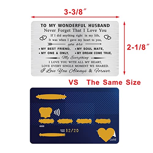 MOQIYXL Romantic Men Velentine's Cards for Him Husband, Metal Engraved Wallet Card3
