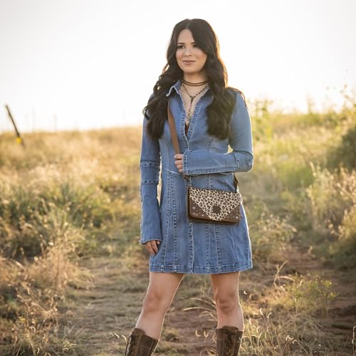 STS Ranchwear Womens Great Plains Evie Leopard Print/Brown Leather Clutch Bag4