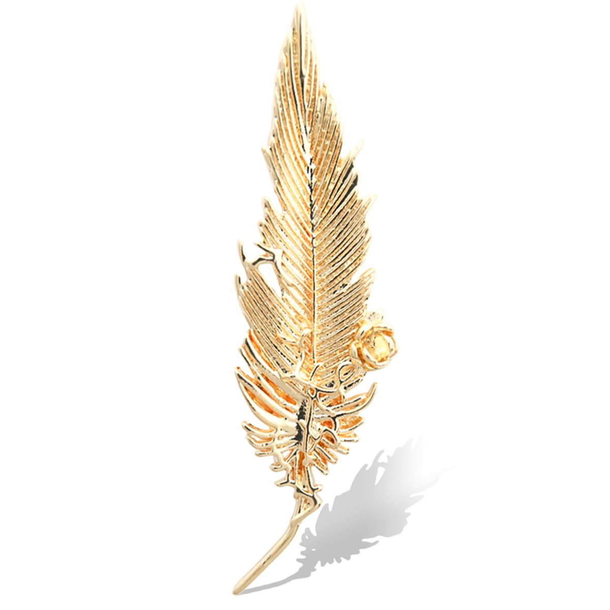 Plated Classic Rose Flower Feather Brooches and Pins for Women Men Fashion Jewelry Delicate Leaf Lapel Dress Accessories Boutonniere Corsage Hat Bag Suit Tie Wedding small，simple