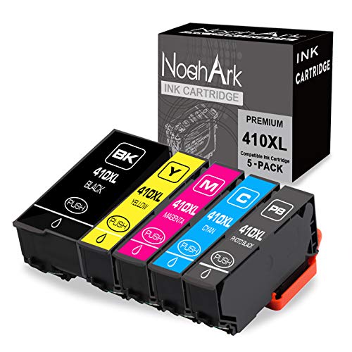 NoahArk Remanufactured Ink Cartridge Replacement for Epson 410XL T410XL 410 XL High Yeild for Expression XP-7100 XP-530 XP-630 XP-635 XP-640 XP-830 (Black, Photo Black, Cyan, Magenta, Yellow, 5-Pack)