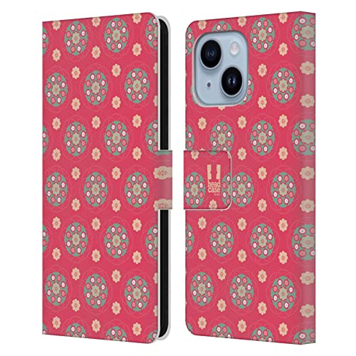 Carcasa cuero tipo libro iPhone 14 Plus diseño exclusivo flores bohemias Head Case