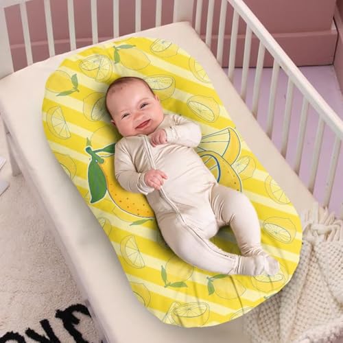 Image of ZOUTAIRONG Lemon Bassinet Sheetsack Bassinet Sheets Yellow Neutral Unisex Fitted Baby Bassinet Sheets Set for Standard Bassinets for Baby Boys or Girls
