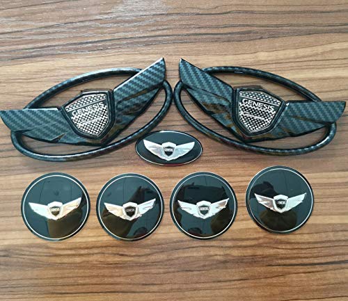 weekeight 7pcs 3D Black Carbon Fibre Wing Car Badge Emblem for Hyu ndai Genesis Coupe