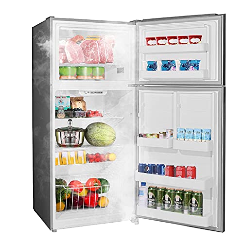 SMETA Top Mount Refrigerator 18 Cu.Ft, Top Freezer Refrigerator, 30\" Garage Ready Refrigerator, Double Door Frost Free Fridge with 4.1 Cu.Ft Freezer, Full Size Refrigerator, Stainless Steel - Thumbnail 2